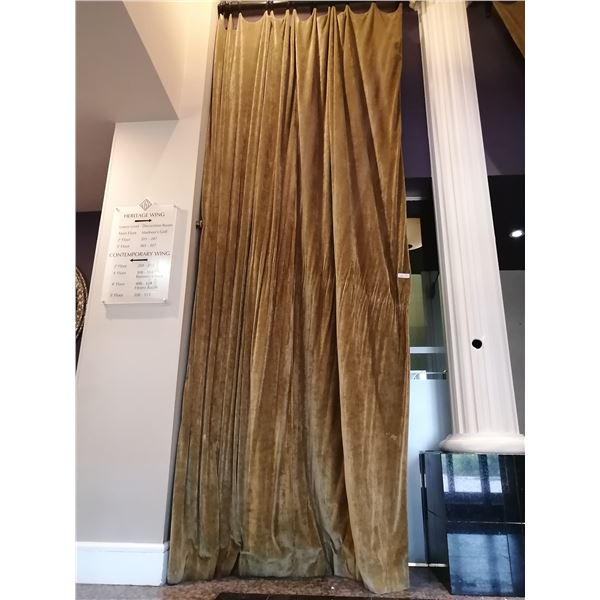 2 x Large Fabric-Lined Curtains w/ Curtain Tie-Down Assembly and Curtain Rods