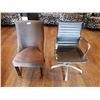 Image 1 : Upholstered High-Backed Decorative Dining Chair and Rolling Office Chair (Needs TLC)