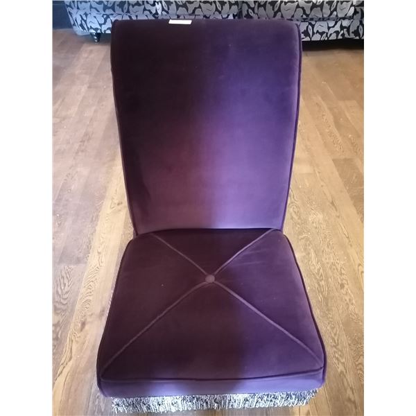 Upholstered Purple Scroll-Back Chair w/ Tassels