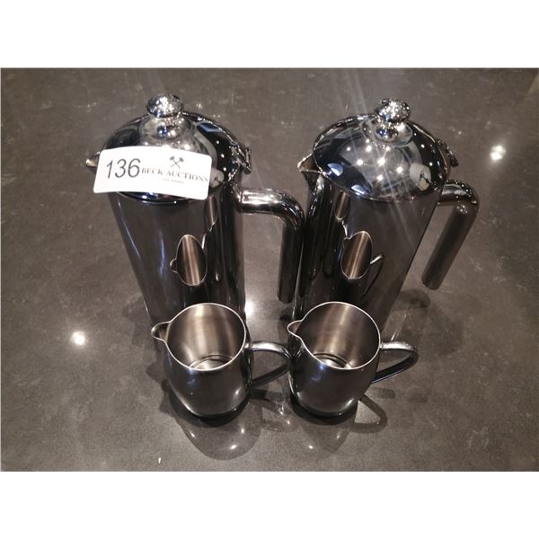 2 x 0.6L Coffee/Tea Carafes w/ 2 x Cream Jugs