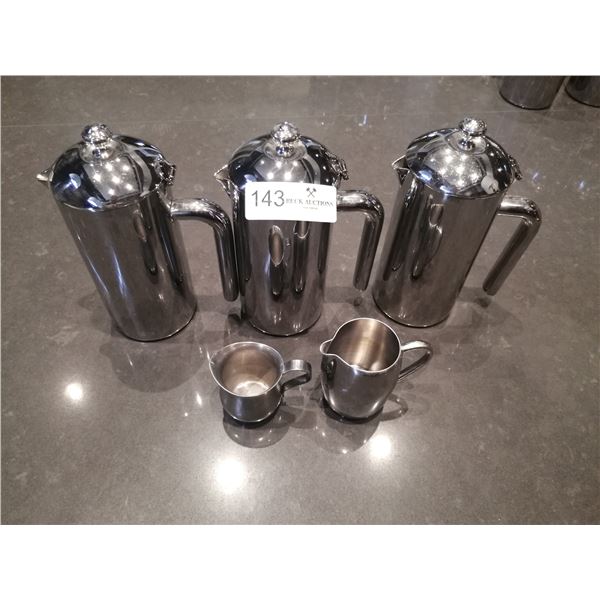 3 x 0.6L Coffee/Tea Carafes w/ 2 x Cream Jugs