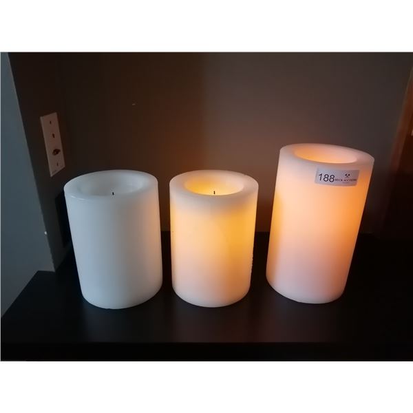 3 x Large Battery Operated Pillar Candles