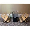 Image 1 : 2 x Vintage Wooden Magazine Racks and Leather-Style Magazine Rack