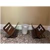Image 1 : 2 x Vintage Wooden Magazine Racks and Trash Bin
