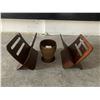Image 1 : 2 x Vintage Wooden Magazine Racks and Ornate Trash Bin