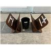 Image 1 : 2 x Vintage Wooden Magazine Racks w/ Garbage Bin