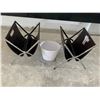 Image 1 : 2 x Leather-Style Collapsible Magazine Racks w/ Plastic Trash Bin