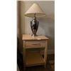 Image 1 : Wooden Nightstand w/ Metal Lamp