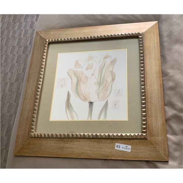 Gold/Metallic-Framed Floral Artwork - Artist Unknown