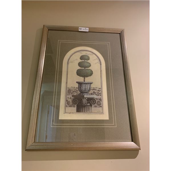 Framed Artwork of Trimmed Plant on Greek Pillar by Denise. R. Fisk