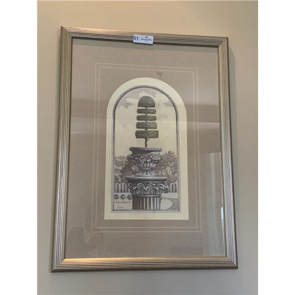 Framed Artwork of Trimmed Plant on Greek Pillar by Denise. R. Fisk