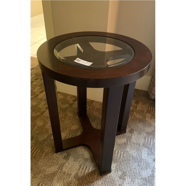 Glass Top Wooden Side Table