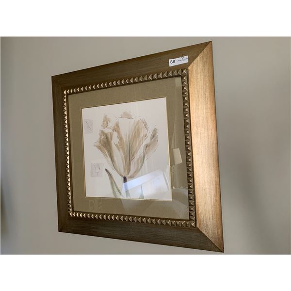 Gold/Metallic Framed Floral Artwork - Artist Unknown