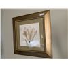Image 1 : Gold/Metallic Framed Floral Artwork - Artist Unknown