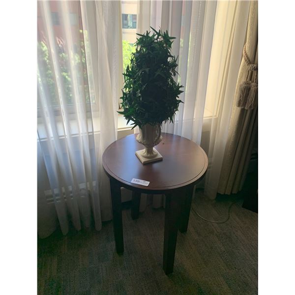 Wooden Side Table w/ Artificial Plant