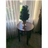 Image 1 : Wooden Side Table w/ Artificial Plant