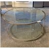 Image 1 : 2-Tier Glass Coffee Table w/ Metal Accents