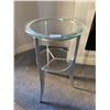 Image 1 : 2-Tiered Metal Side Table w/ Glass Shelving