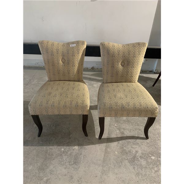 2 x Upholstered White and Blue Accent Chairs