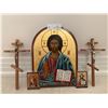 Image 1 : Hand Painted Orthodox Christian Icon, 2 x Miniature Icons, &  2 x Wooden Orthodox Crucifixes