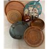 Image 1 : 2 x Large Decorative Pottery Plates, 3 x Decorative Wooden Plates, 2 x Wooden Bowls