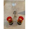 Image 1 : Vintage Glass Oil/ Kerosene Lamp - White Flame Light Co. And 2 x Decorative Glass Candle Holders