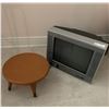 Image 1 : Toshiba Color TV 14" Screen Model #14AF44 w/ Small Wooden Stool