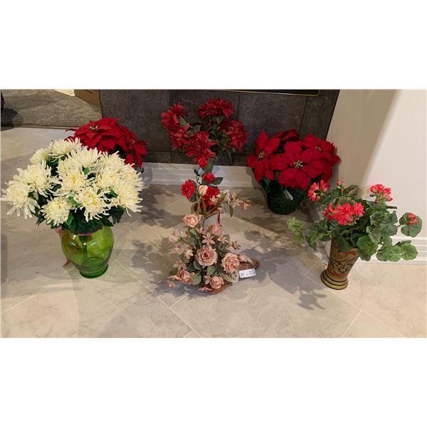 Large Assortment of Potted Artificial Flowers