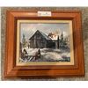 Image 1 : "A Winter Barn" Framed Acrylic Painting By G. Jarvis
