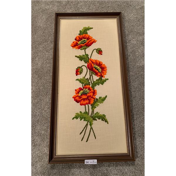 Floral Artwork - Needlepoint, Framed