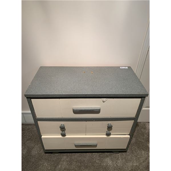 3-Drawer Dresser - Wooden, Grey/White Paint Finish