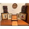 Image 1 : Assorted Wooden Decorations, Engraved Wooden Jewelry Box, & Framed Needlepoint Artwork