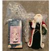 Image 1 : Christmas Décor - Santa Decoration, Hand-Painted Glass Snowman, & Light-Up Reindeer