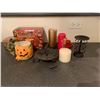 Image 1 : Ceramic Pumpkin Mug & Assorted candles & Candle Stands