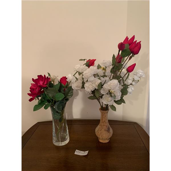 2 x Artificial Flowers In Vases