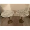 Image 1 : 2 x Marble-Top Side Tables With Metal Base