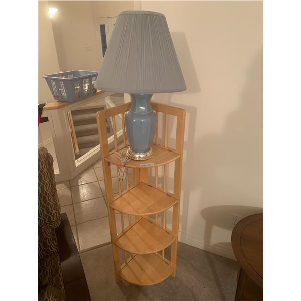 4-Shelf Corner Unit (Foldable Shelves) & Blue Glass Lamp