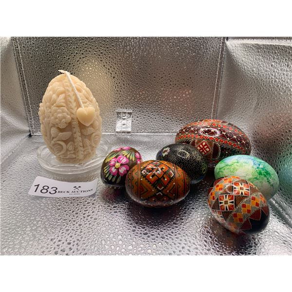 6 x Ukrainian Pysanky (Easter Eggs) & Handmade Psyanka Candle