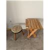 Image 1 : Vintage Carpeted Milking Stool w/ Collapsible Wooden Side Table