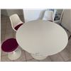 Image 1 : Round White Dining Table, 2 x Chairs, & Footrest