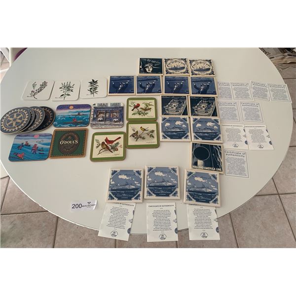 Collection of Holland-America Line Ceramic Coasters By Royal Goedewaagen & Other Coasters