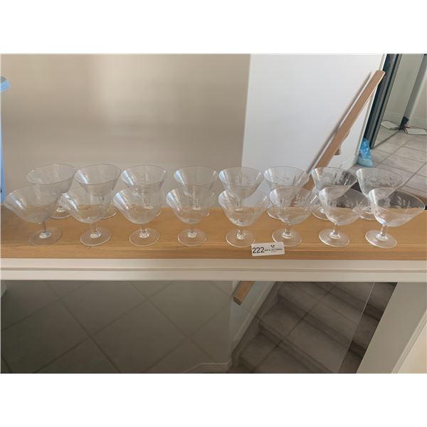 16 x  Etched Sherbet Glasses