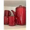 Image 2 : Red Ceramic Teapot Set & Assorted Mugs