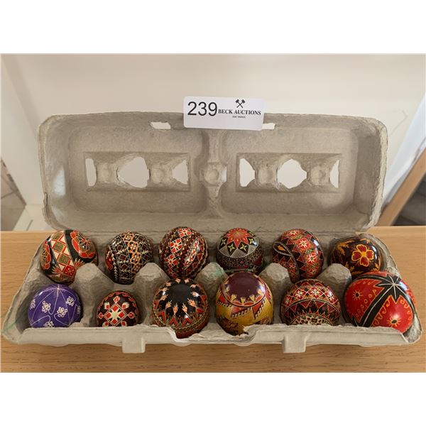 12 x Hand-Painted Ukrainian Easter Eggs (Pysanky)