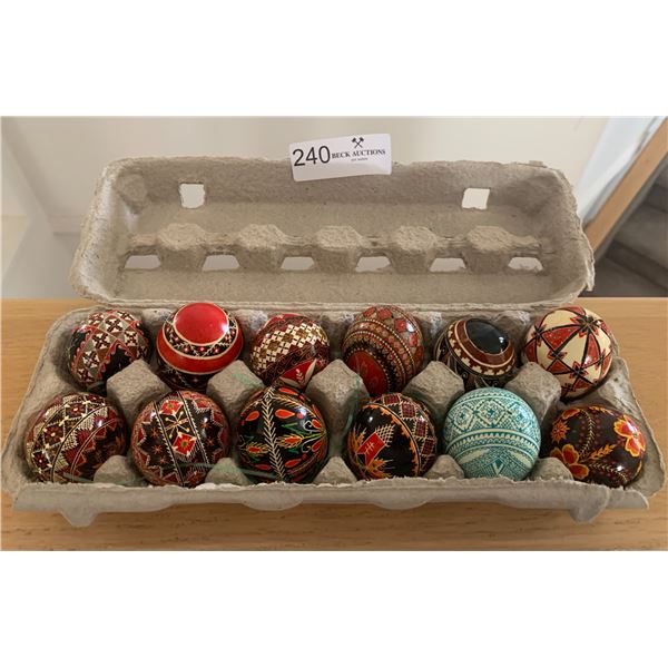 12 x Hand-Painted Ukrainian Easter Eggs (Pysanky)