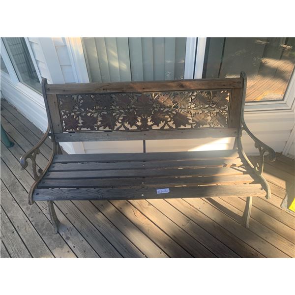 Metal-Framed Wooden Bench