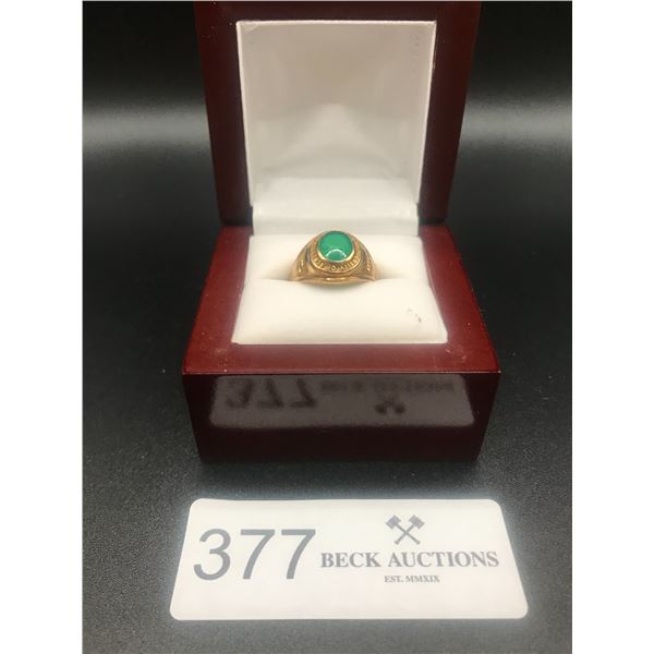 Gold Men's Ring With Green Stone