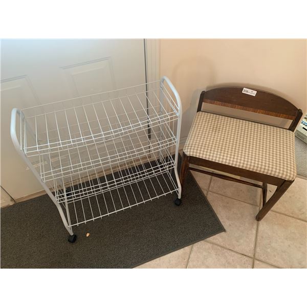 Small Bench and Metal Shoe Rack