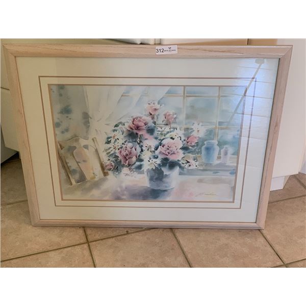 Canvas Print of Flowers in a Vase - Artist Illegible