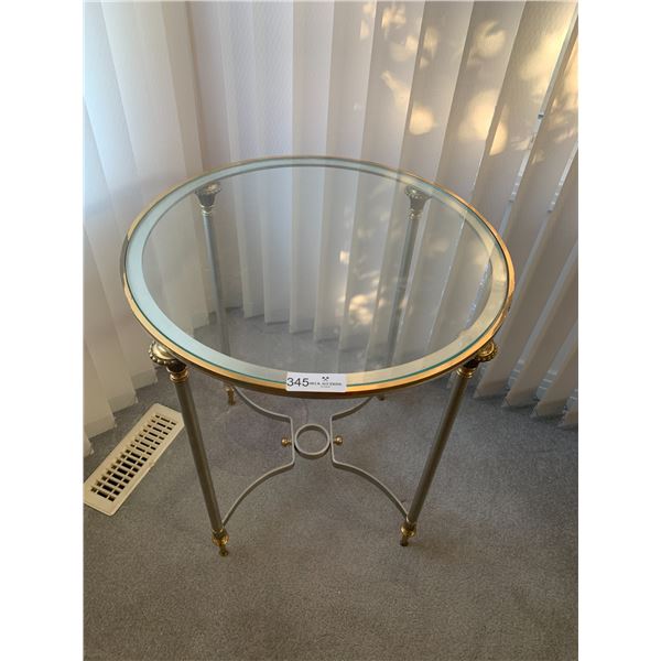 Glass Side Table w/ Metal Accents